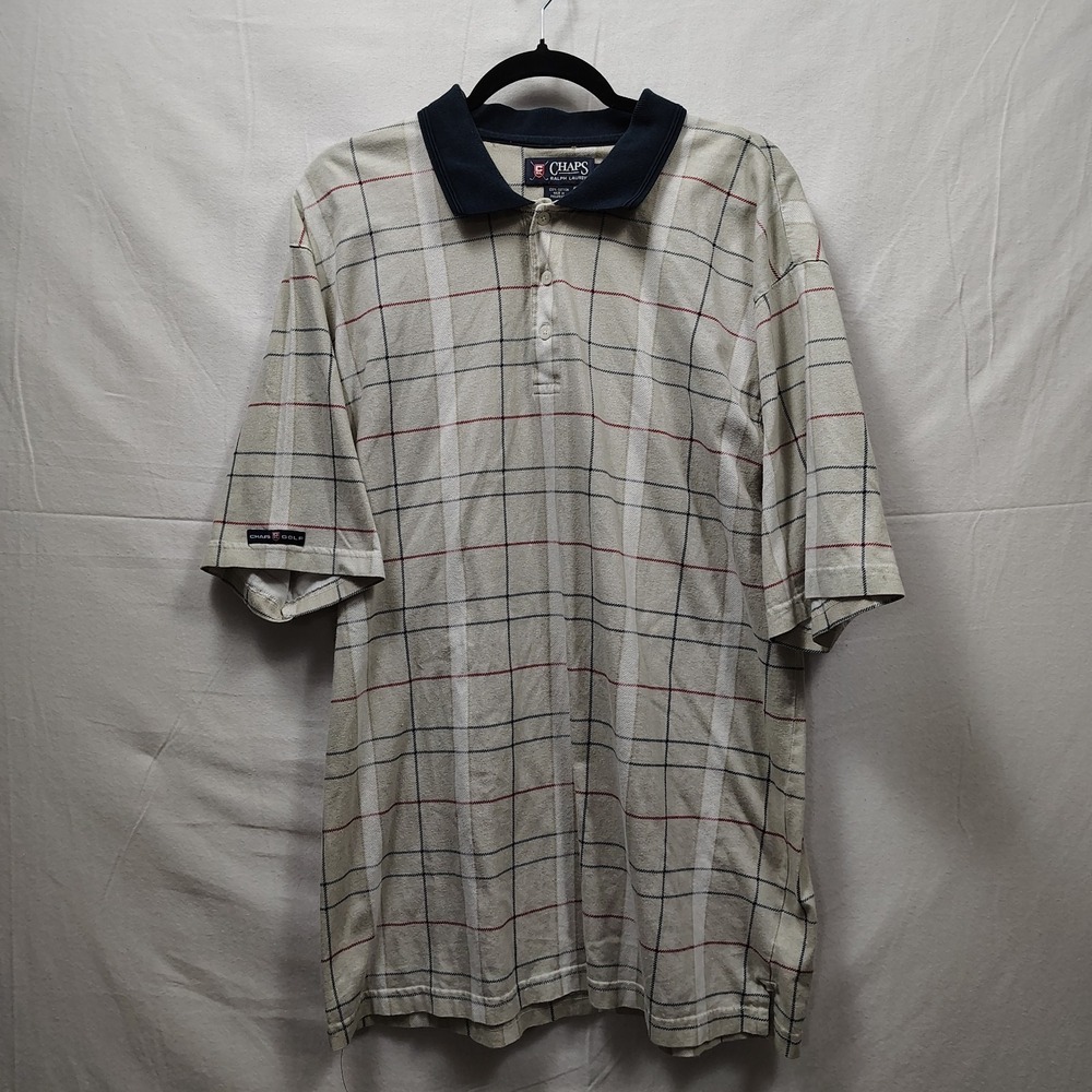 Vintage 90s Streetwear Mens‎ XL Faded Baggy Fit Collared Golf Polo Shirt Plaid